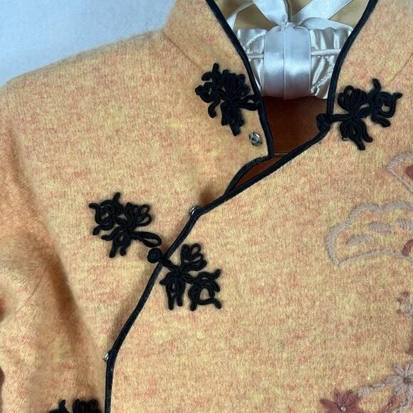 Vintage Snowy Mountain Coat Womens 36 Yellow Angora Wool Blend Embroidered - Picture 5 of 9